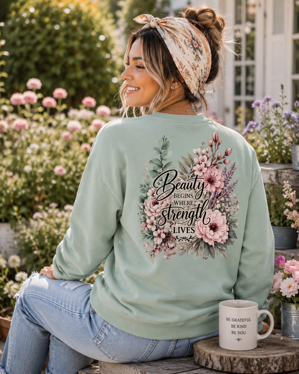 "Beauty Begins Where Strength Lives" Adult Sweatshirt