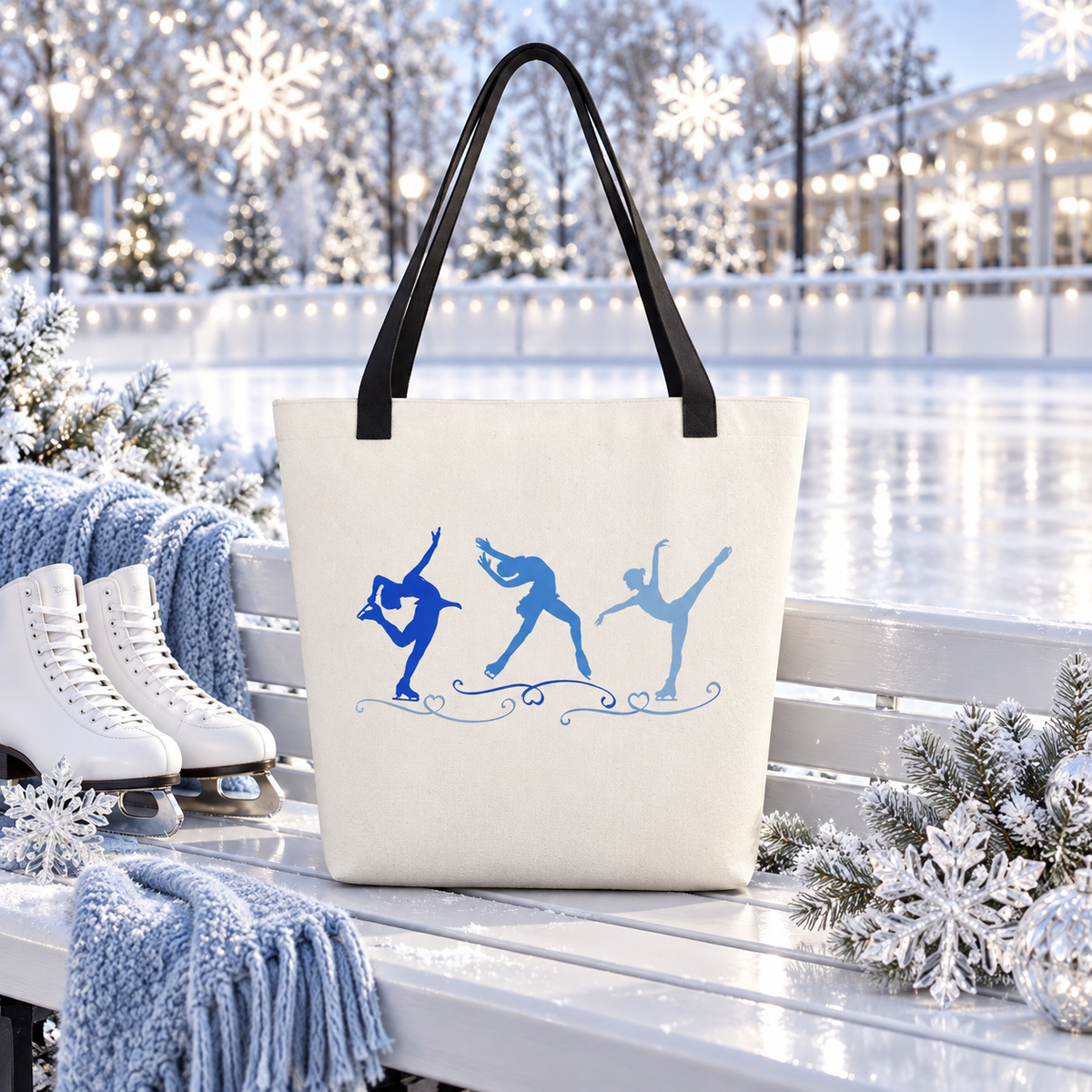 Blue Figure Skating Trio | Large Tote