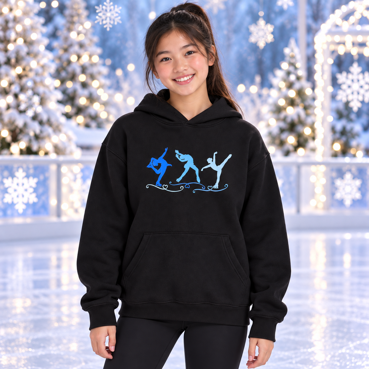 Blue Figure Skating Trio | Youth Hoodie