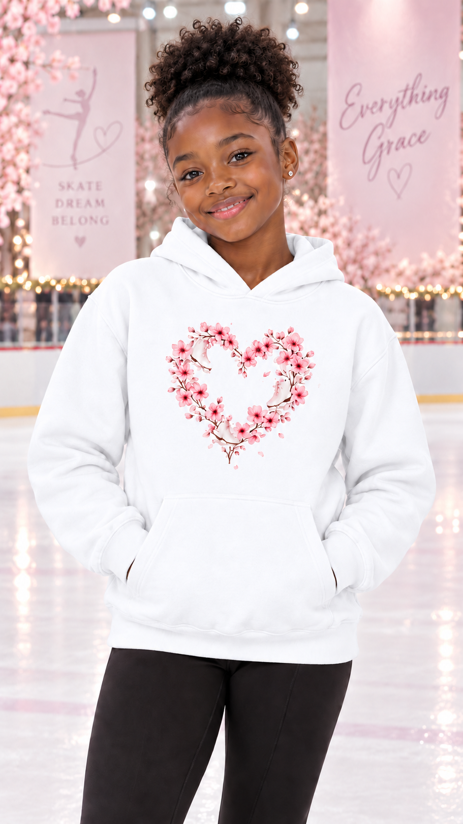 Blossom heart Skates |  Youth Hoodie