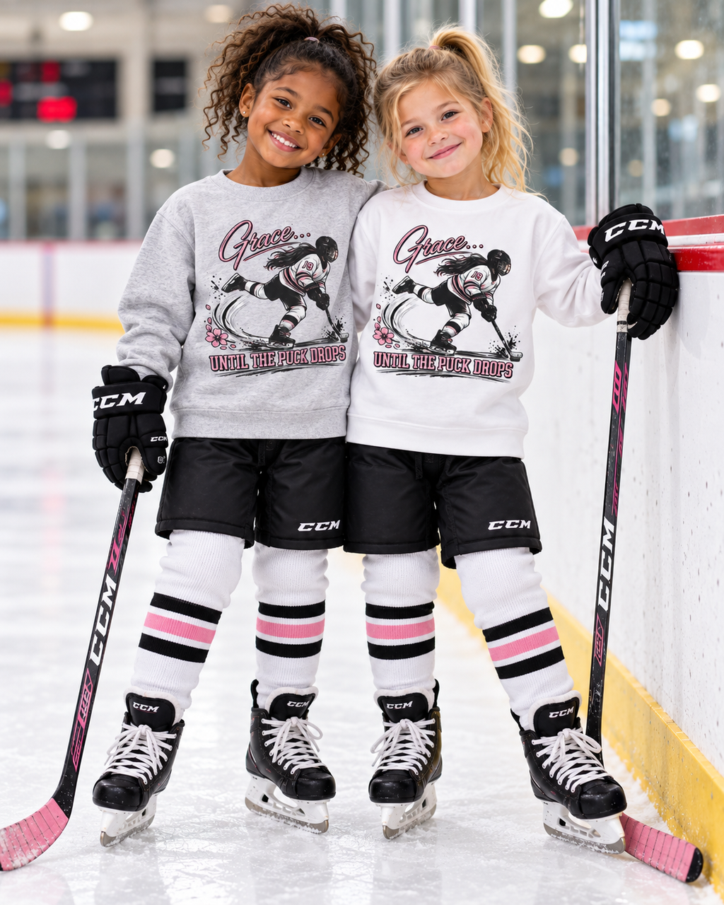 Grace Until The Puck Drops Hockey |Youth Girls Sweatshirt