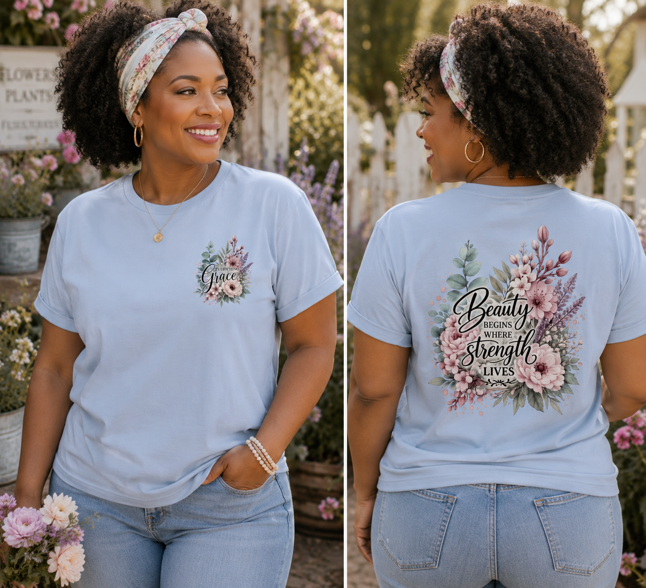 "Beauty Begins Where Strength Lives" Adult T-Shirt