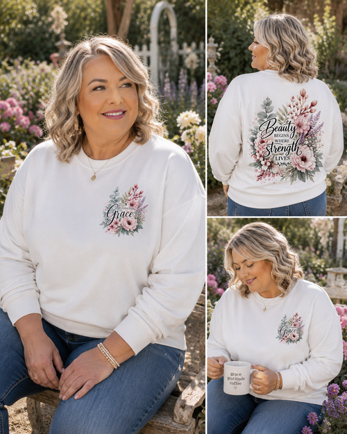 "Beauty Begins Where Strength Lives" Adult Sweatshirt