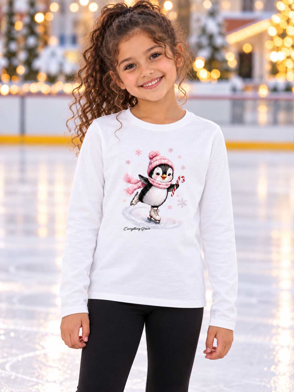 Penny Penguin Figure Skating | Youth Long Sleeved T Shirt