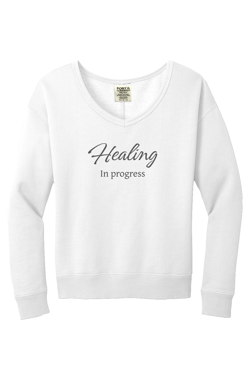 Healing In Progress-Beach Wash V Neck Sweatshirt