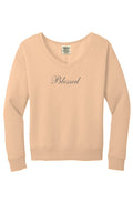 "Blessed" V-Neck Beach Washed Sweatshirt