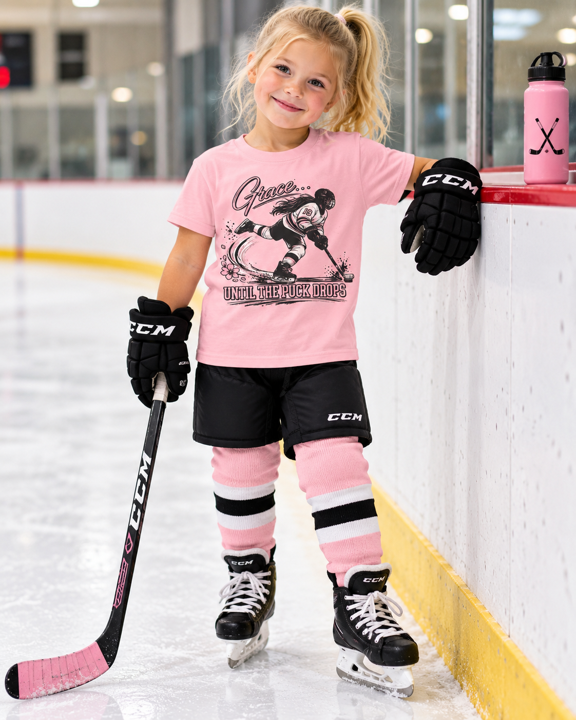 Grace Until The Puck Drops |Youth Hockey Girls T-Shirt