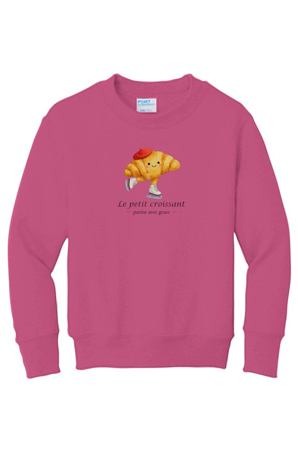 Le Petit Croissant Patine avec Grace Skates with Grace Youth Sweatshirt