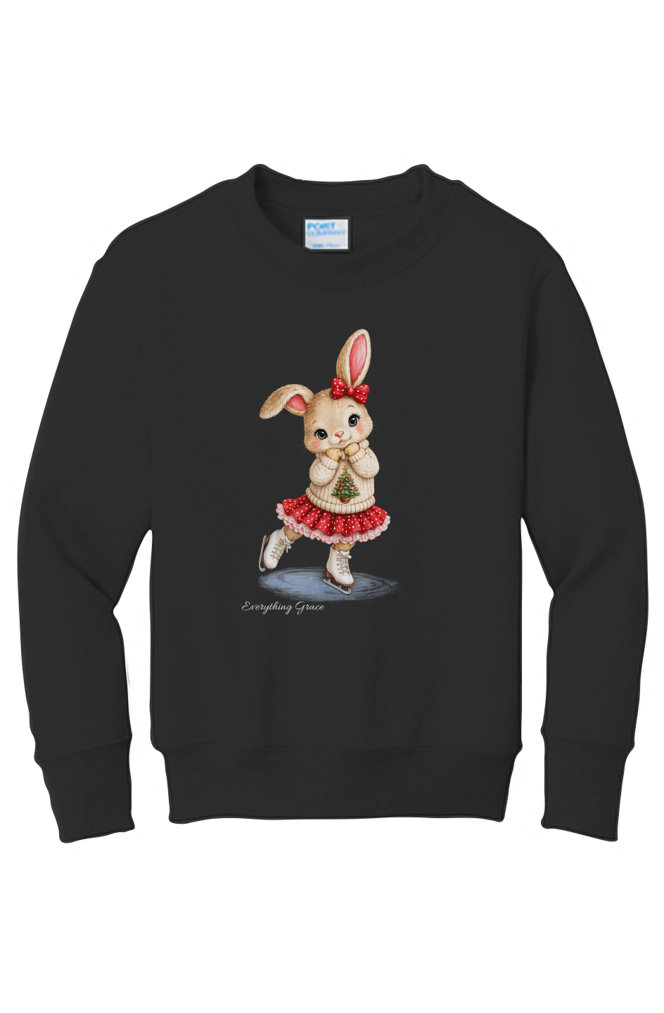 Hunny Bunny Christmas Tree Figure Skating youth Sweatshirt