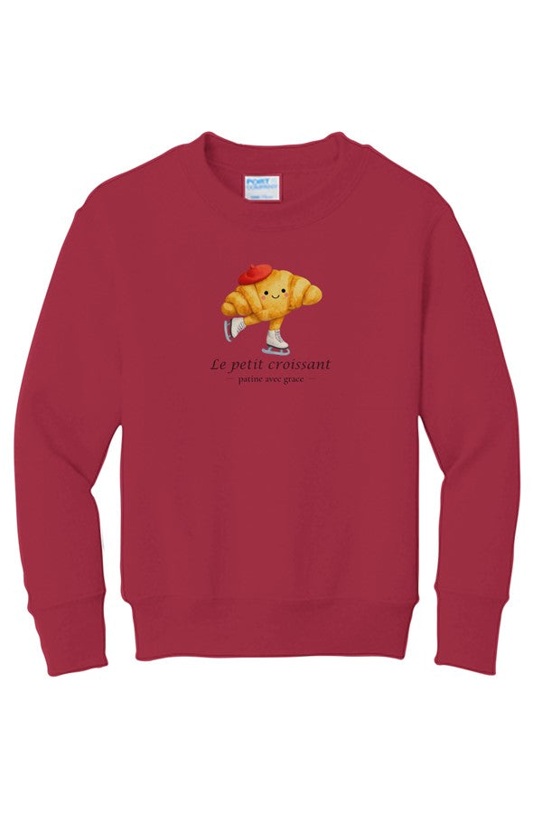 Le Petit Croissant Patine avec Grace Skates with Grace Youth Sweatshirt