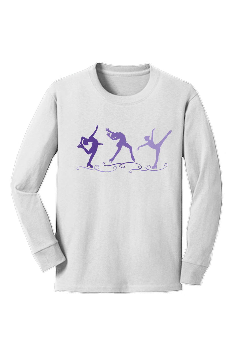 Purple Trio Figure Skating Youth Long Sleeved T Shirt