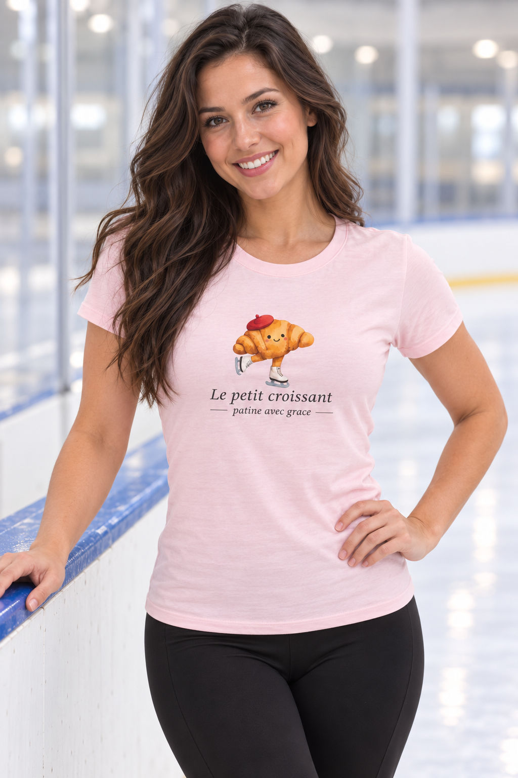 Le Petit Croissant | Patine avec Grace (Skates with Grace) Figure Skating- Adult T-Shirt
