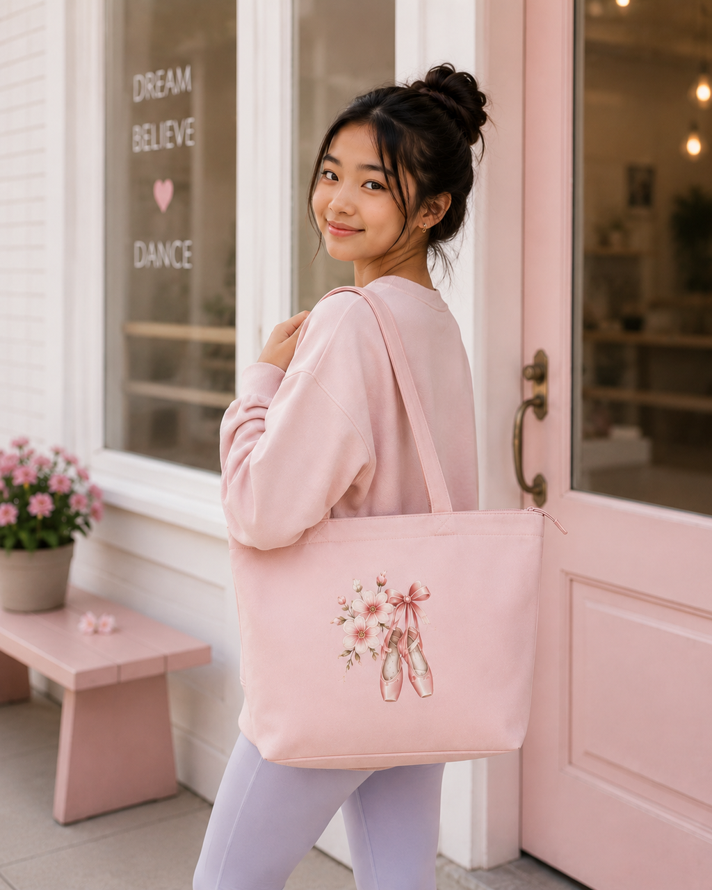 Ballet Bouquet Zippered Tote