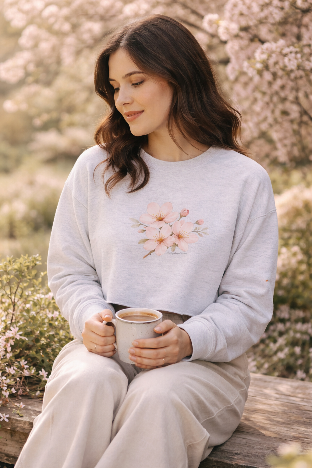Cherry Blossom Crop Sweatshirt