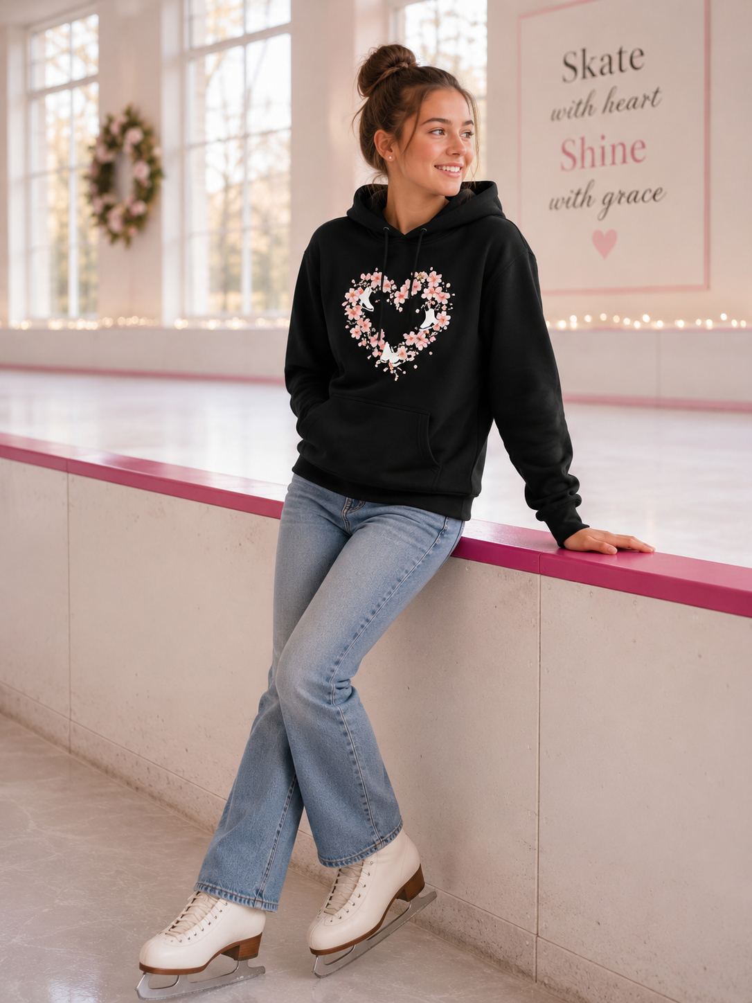 "Blossom Heart Skates" Youth Hoodie