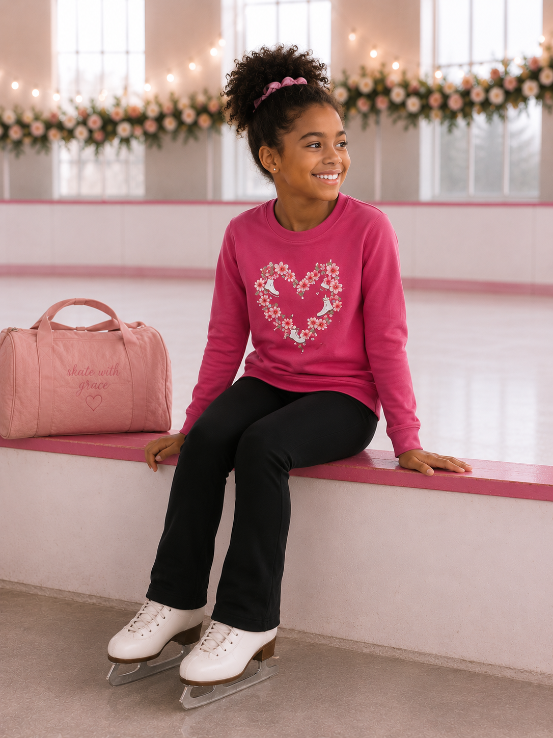 "Blossom Heart Skates" Youth Long Sleeved T-Shirt