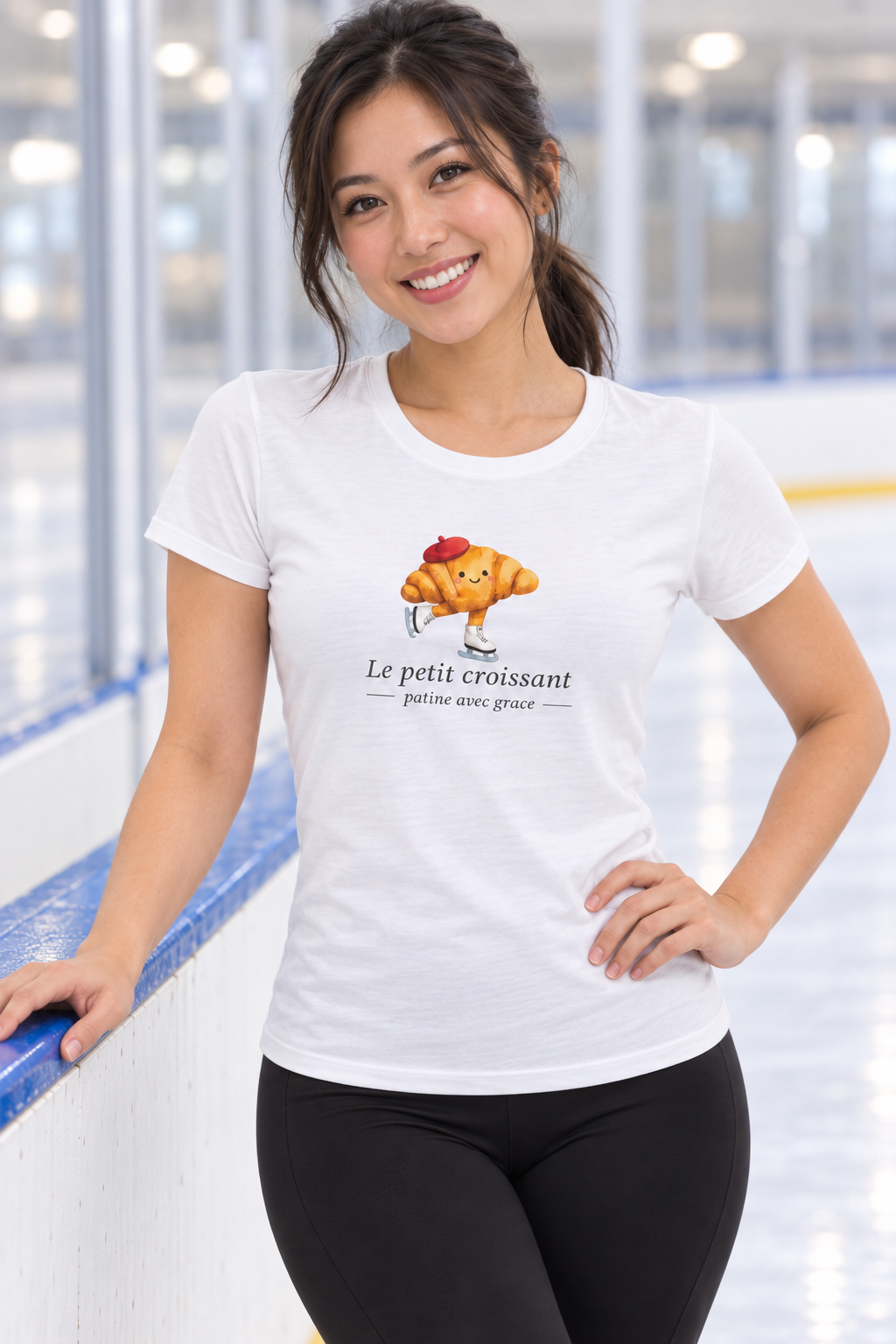 Le Petit Croissant | Patine avec Grace (Skates with Grace) Figure Skating- Adult T-Shirt