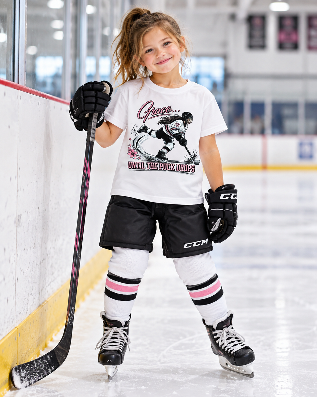 Grace Until The Puck Drops |Youth Hockey Girls T-Shirt