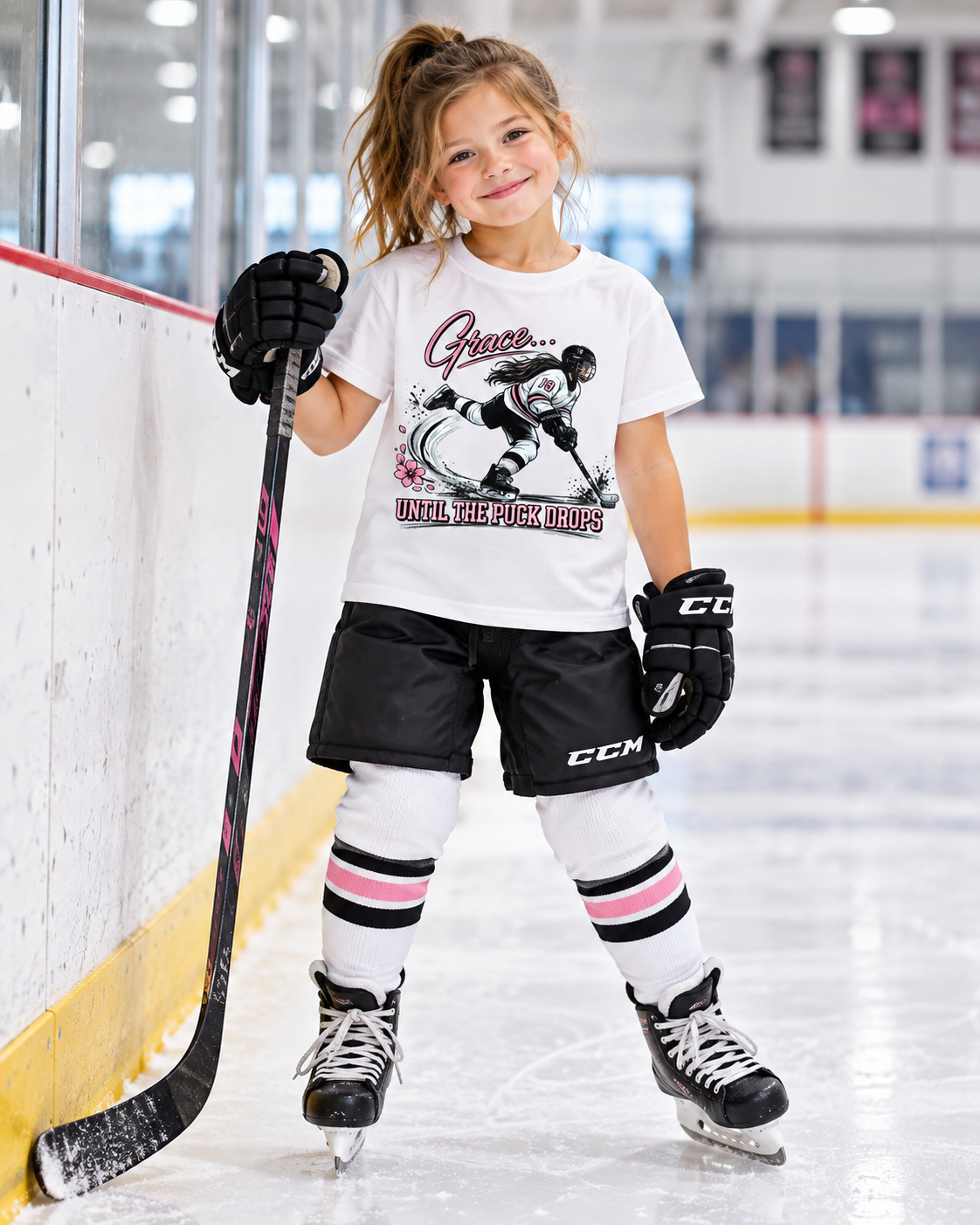 Grace Until The Puck Drops |Youth Hockey Girls T-Shirt