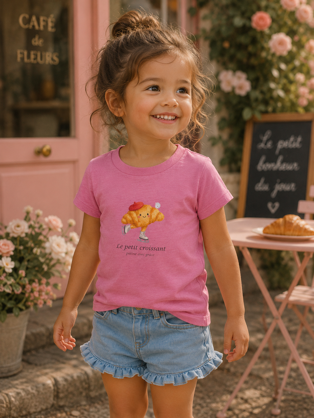 Le Petit Croissant Gracefully Skates -Toddler "White Skates" T-Shirt