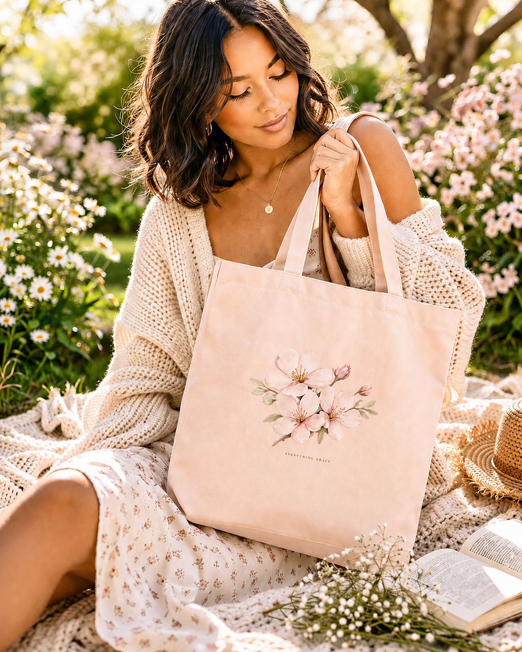 Cherry Blossom Tote- Carry Grace Everywhere